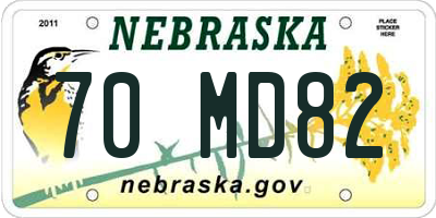 NE license plate 70MD82