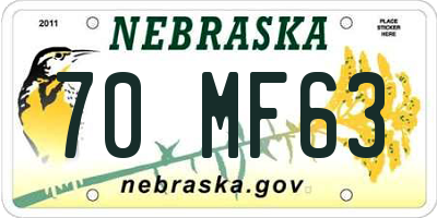 NE license plate 70MF63