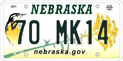 NE license plate 70MK14