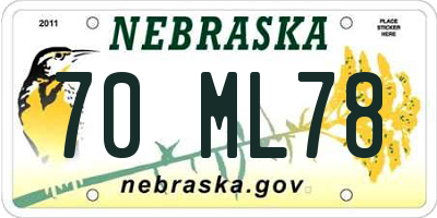 NE license plate 70ML78