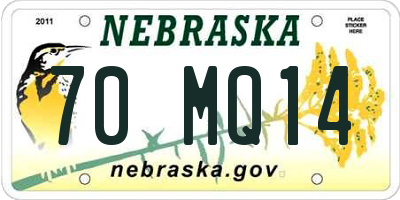 NE license plate 70MQ14