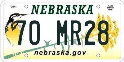 NE license plate 70MR28