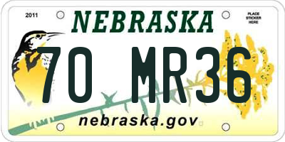 NE license plate 70MR36
