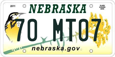NE license plate 70MT07