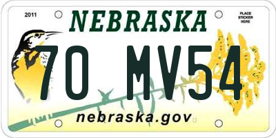 NE license plate 70MV54