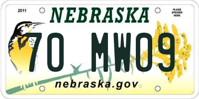 NE license plate 70MW09