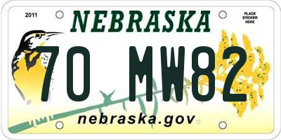 NE license plate 70MW82