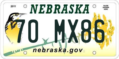 NE license plate 70MX86