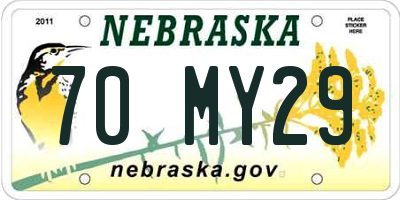 NE license plate 70MY29