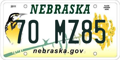 NE license plate 70MZ85