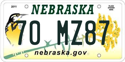 NE license plate 70MZ87