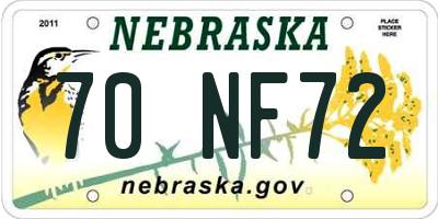 NE license plate 70NF72