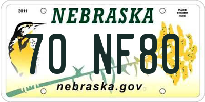 NE license plate 70NF80