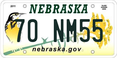 NE license plate 70NM55