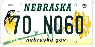 NE license plate 70NQ60