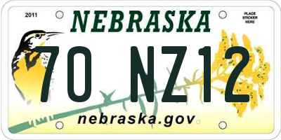 NE license plate 70NZ12