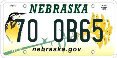 NE license plate 70OB65