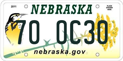 NE license plate 70OC30