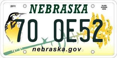 NE license plate 70OE52