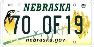 NE license plate 70OF19