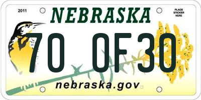 NE license plate 70OF30
