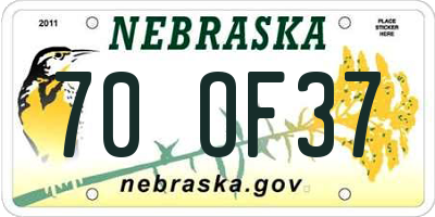 NE license plate 70OF37
