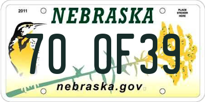 NE license plate 70OF39
