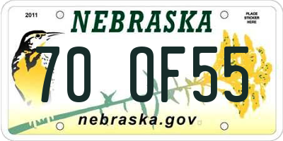 NE license plate 70OF55