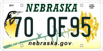 NE license plate 70OF95