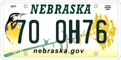 NE license plate 70OH76