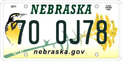 NE license plate 70OJ78