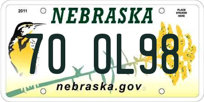 NE license plate 70OL98