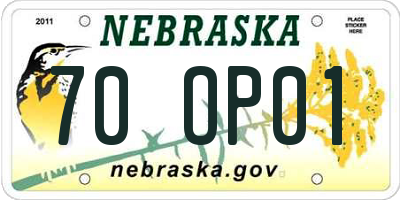 NE license plate 70OP01