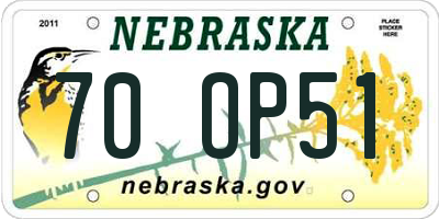 NE license plate 70OP51