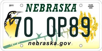 NE license plate 70OP89