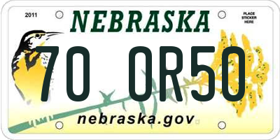 NE license plate 70OR50