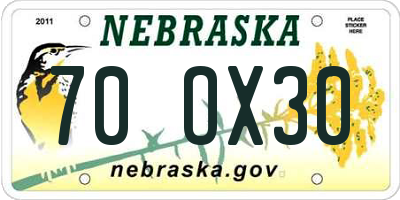 NE license plate 70OX30