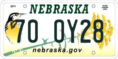 NE license plate 70OY28