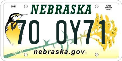 NE license plate 70OY71