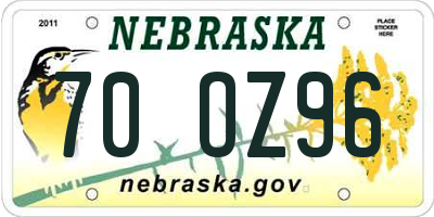 NE license plate 70OZ96