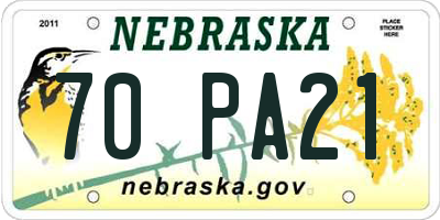 NE license plate 70PA21