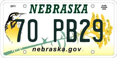 NE license plate 70PB29