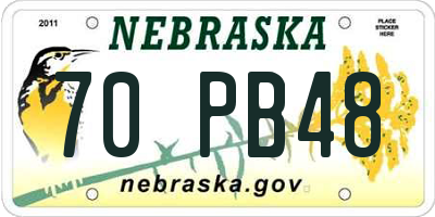 NE license plate 70PB48