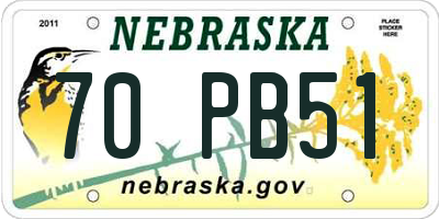 NE license plate 70PB51