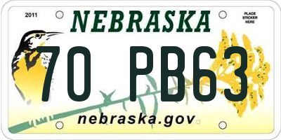 NE license plate 70PB63