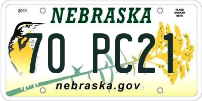 NE license plate 70PC21