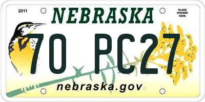 NE license plate 70PC27