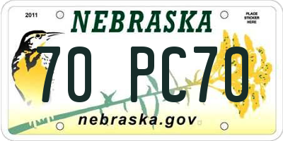 NE license plate 70PC70