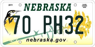 NE license plate 70PH32