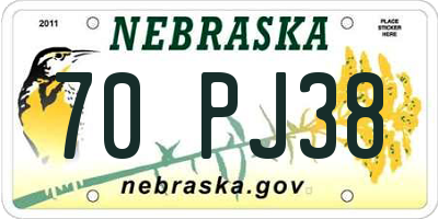 NE license plate 70PJ38